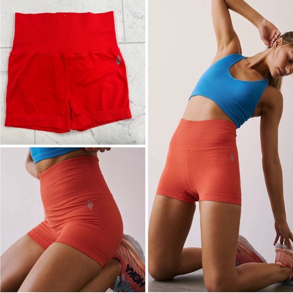 NWOT Free People Good Karma Running Shorts in Orange Red size XS/S